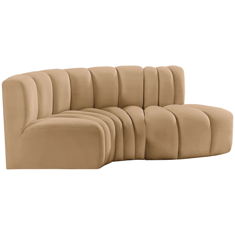 Meridian Furniture Arc Camel Velvet Modular Sectional