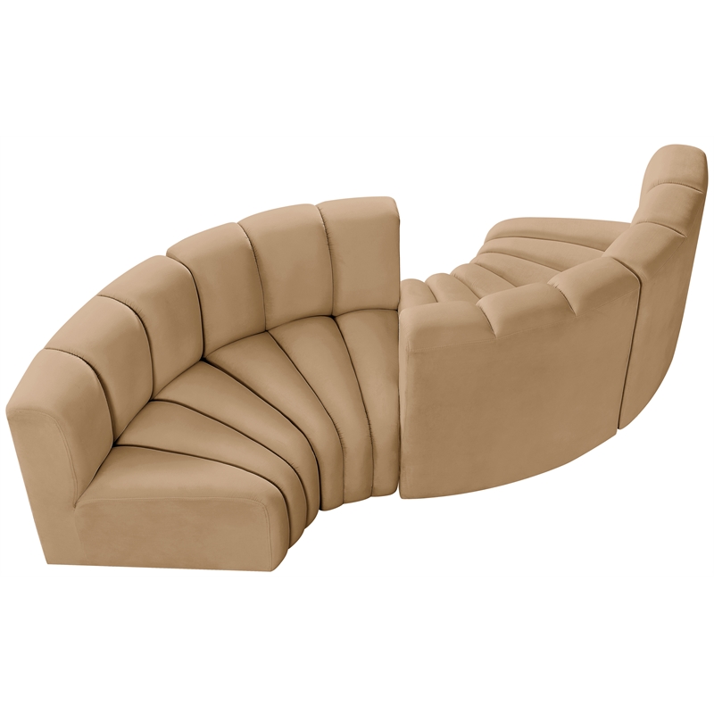 Meridian Furniture Arc Camel Velvet Modular Sectional