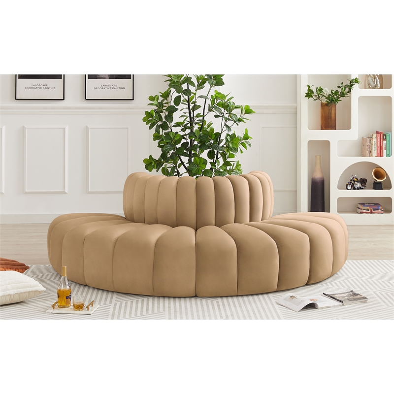 Meridian Furniture Arc Camel Velvet Modular Sectional