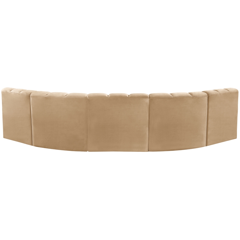 Meridian Furniture Arc Camel Velvet Modular Sectional
