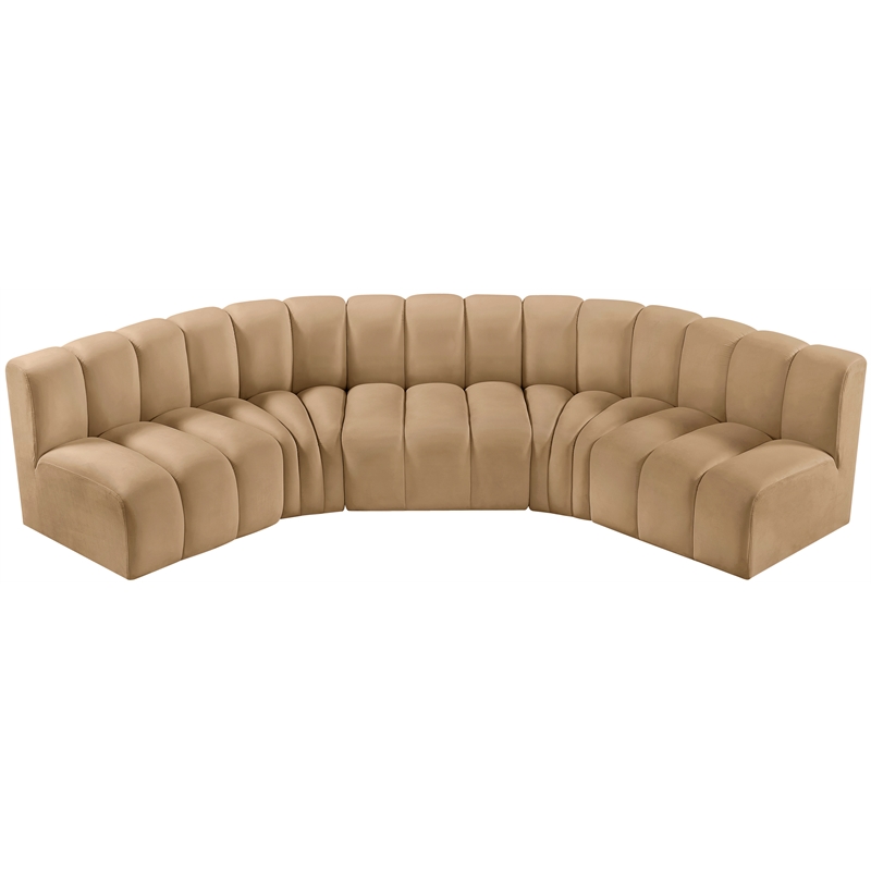 Meridian Furniture Arc Camel Velvet Modular Sectional