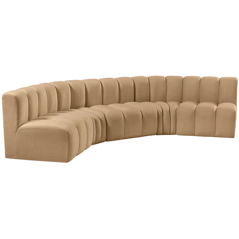 Meridian Furniture Arc Camel Velvet Modular Sectional