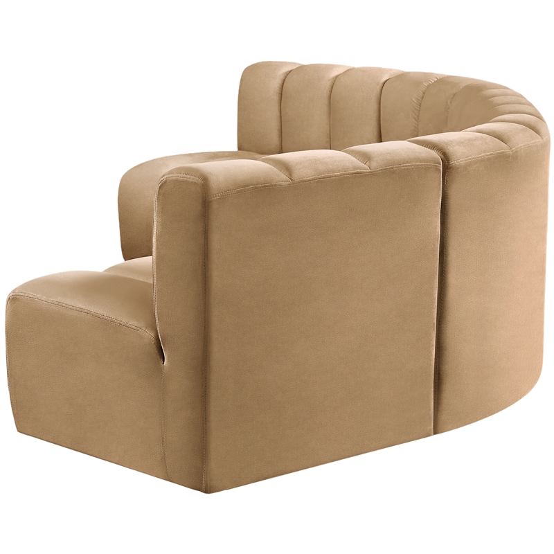 Meridian Furniture Arc Camel Velvet Modular Sectional