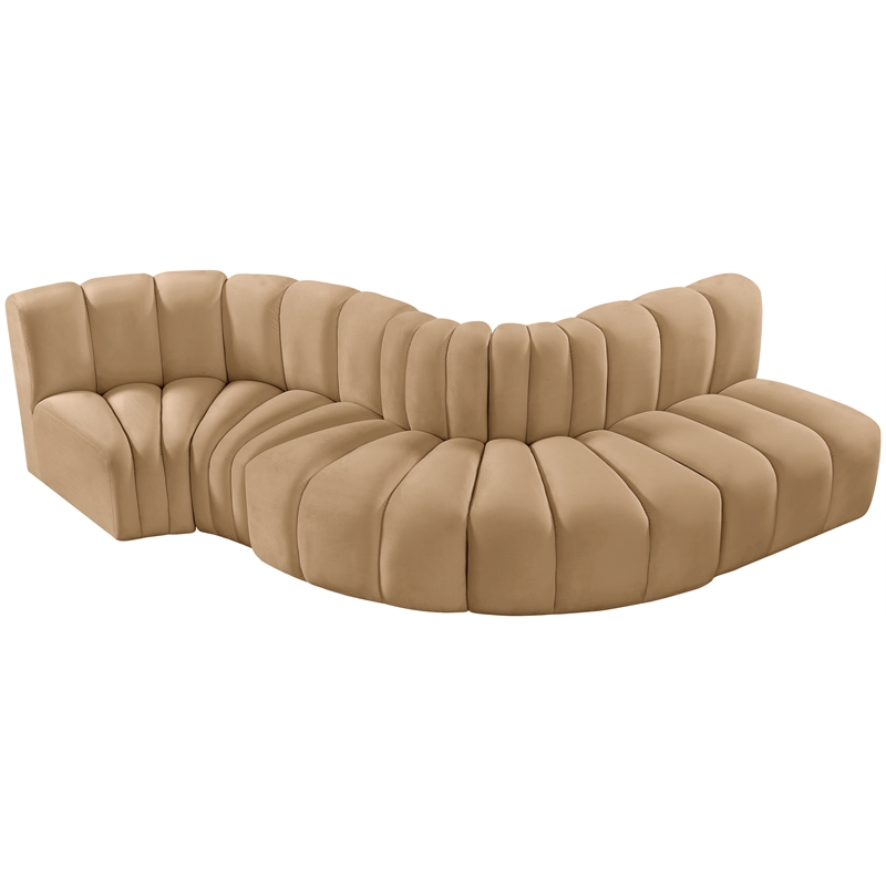 Meridian Furniture Arc Camel Velvet Modular Sectional