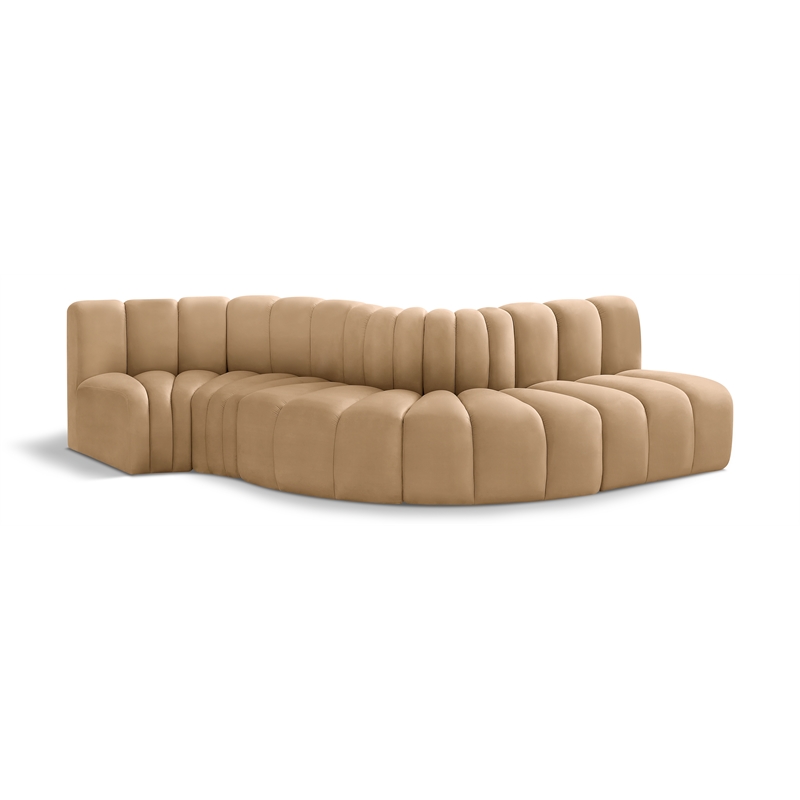 Meridian Furniture Arc Camel Velvet Modular Sectional