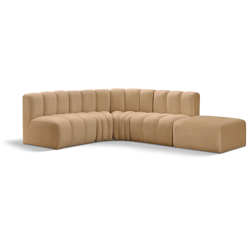 Meridian Furniture Arc Camel Velvet Modular Sectional