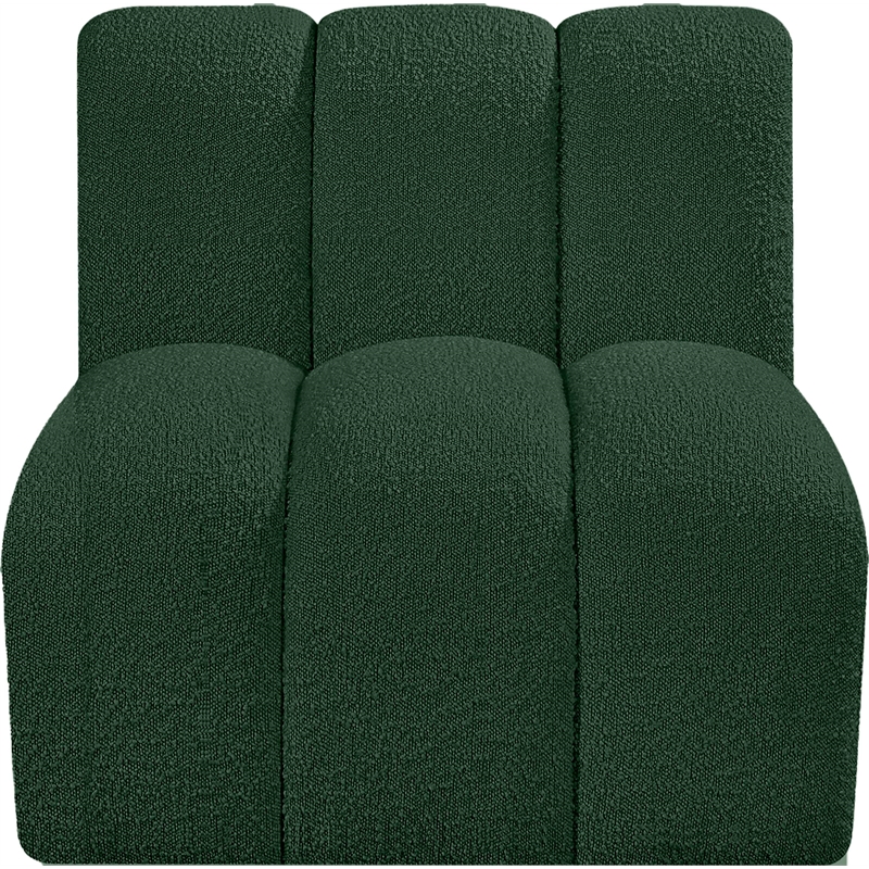 Meridian Furniture Arc Green Boucle Fabric Straight Chair