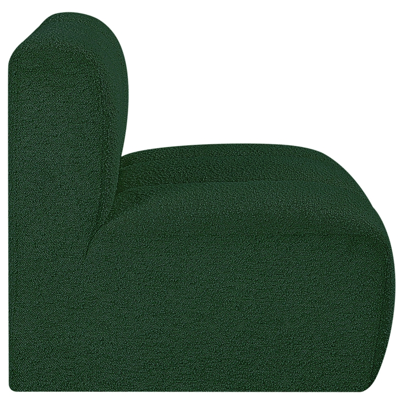 Meridian Furniture Arc Green Boucle Fabric Straight Chair