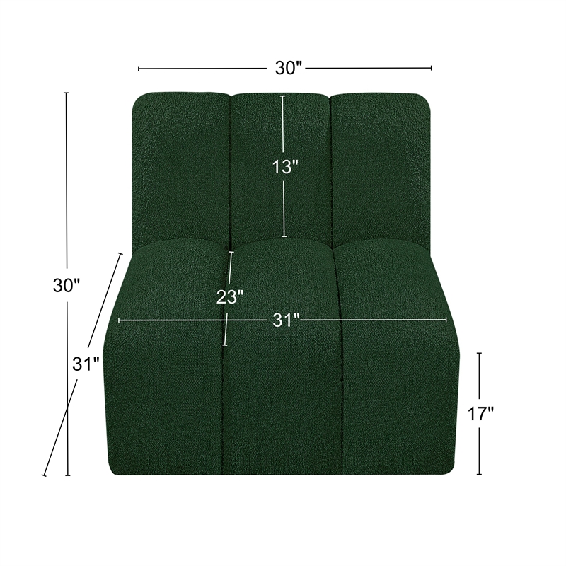 Meridian Furniture Arc Green Boucle Fabric Straight Chair
