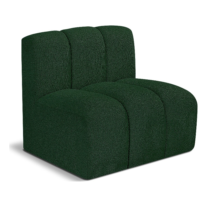 Meridian Furniture Arc Green Boucle Fabric Straight Chair