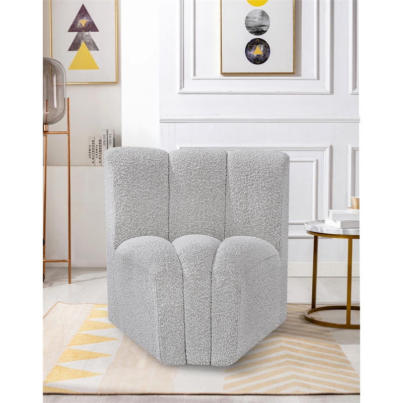 Meridian Furniture Arc Grey Boucle Fabric Curved Corner