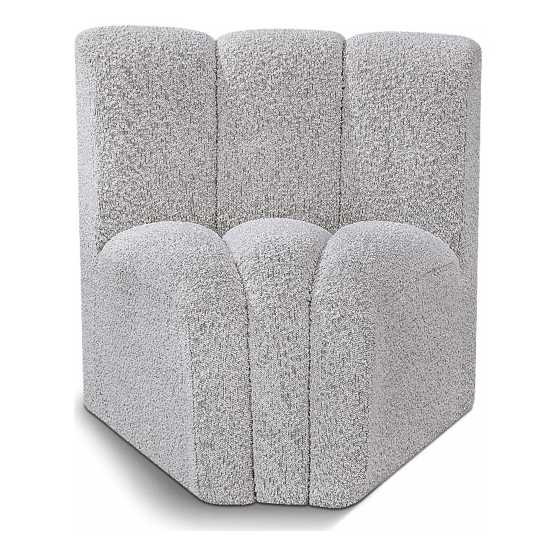 Meridian Furniture Arc Grey Boucle Fabric Curved Corner