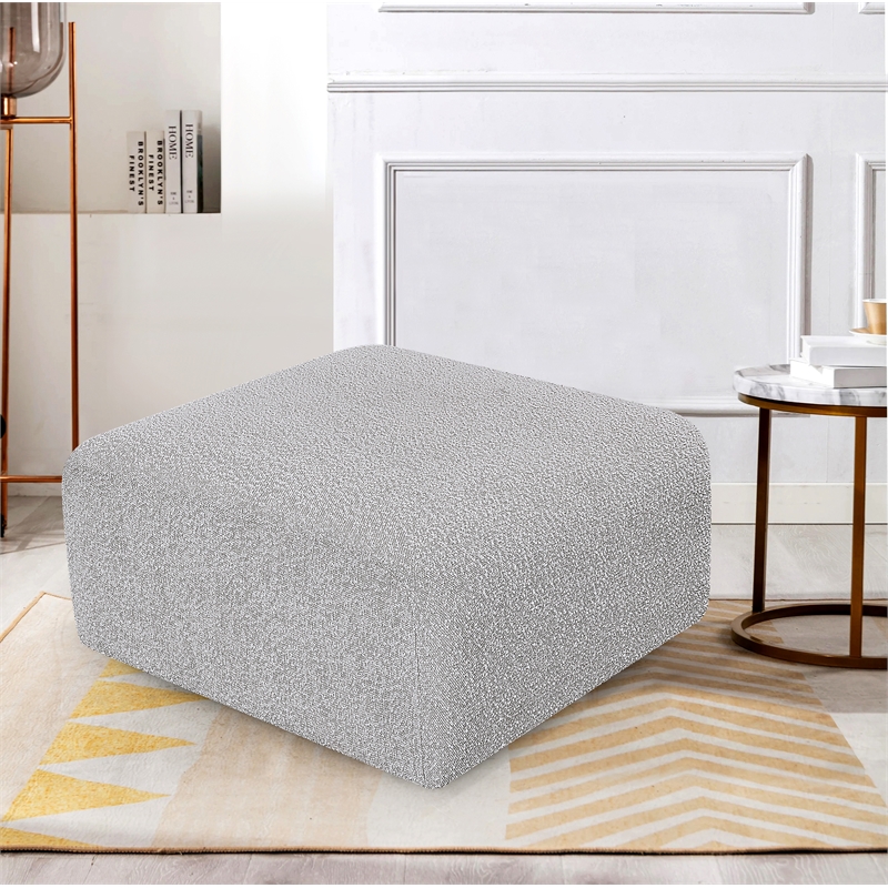 Meridian Furniture Arc Grey Boucle Fabric Ottoman