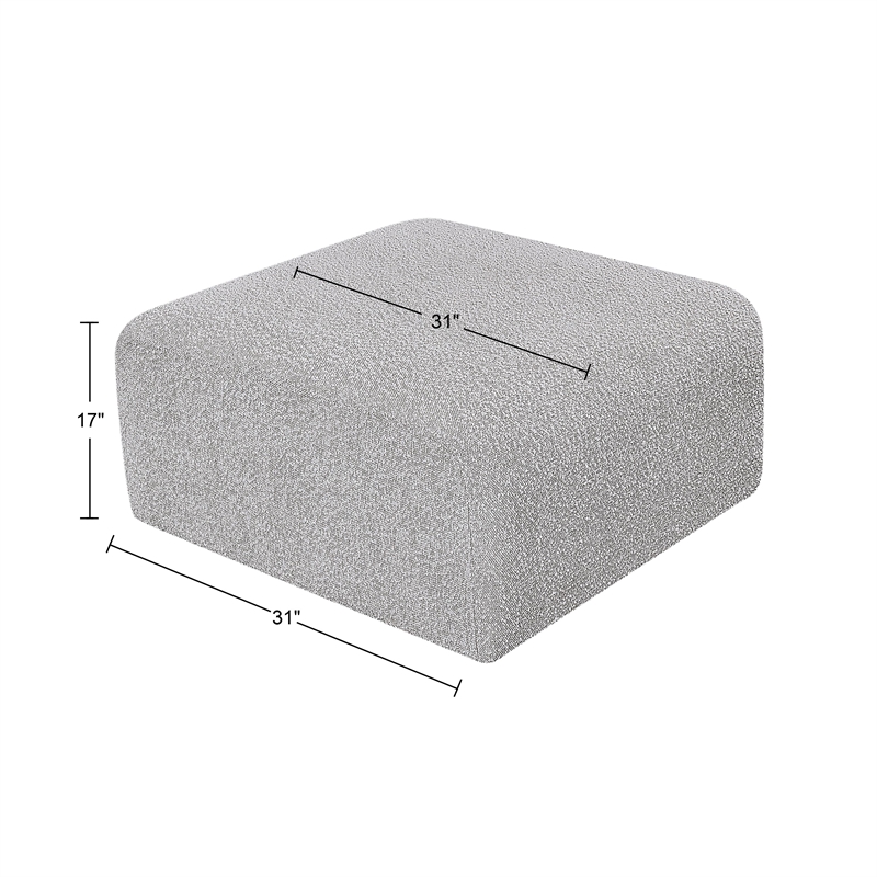 Meridian Furniture Arc Grey Boucle Fabric Ottoman