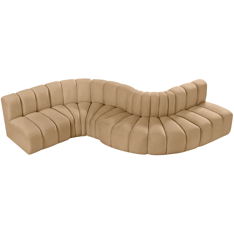 Meridian Furniture Arc Camel Velvet Modular Sectional
