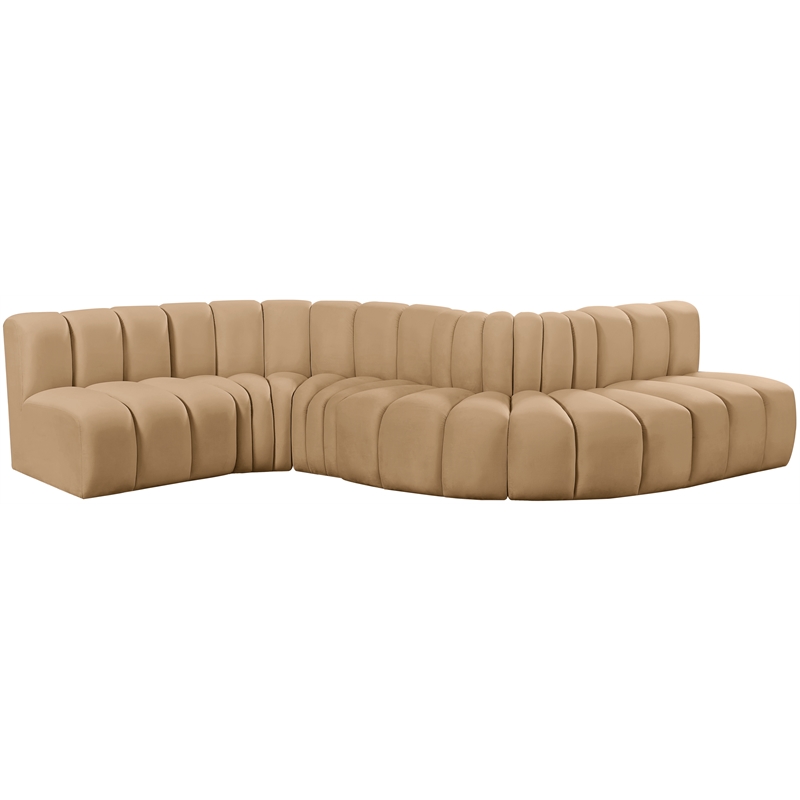 Meridian Furniture Arc Camel Velvet Modular Sectional
