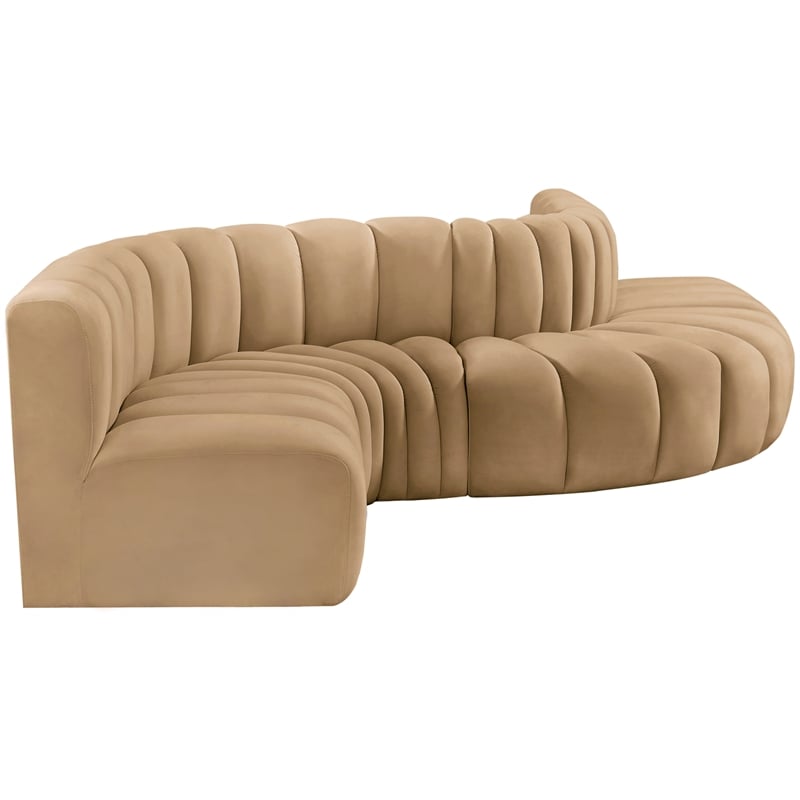 Meridian Furniture Arc Camel Velvet Modular Sectional