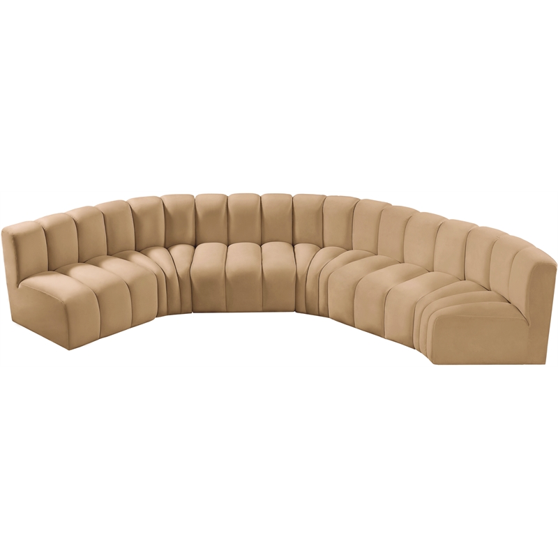 Meridian Furniture Arc Camel Velvet Modular Sectional