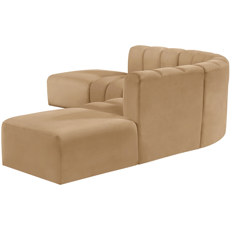 Meridian Furniture Arc Camel Velvet Modular Sectional