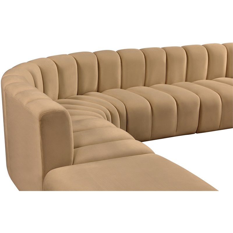 Meridian Furniture Arc Camel Velvet Modular Sectional