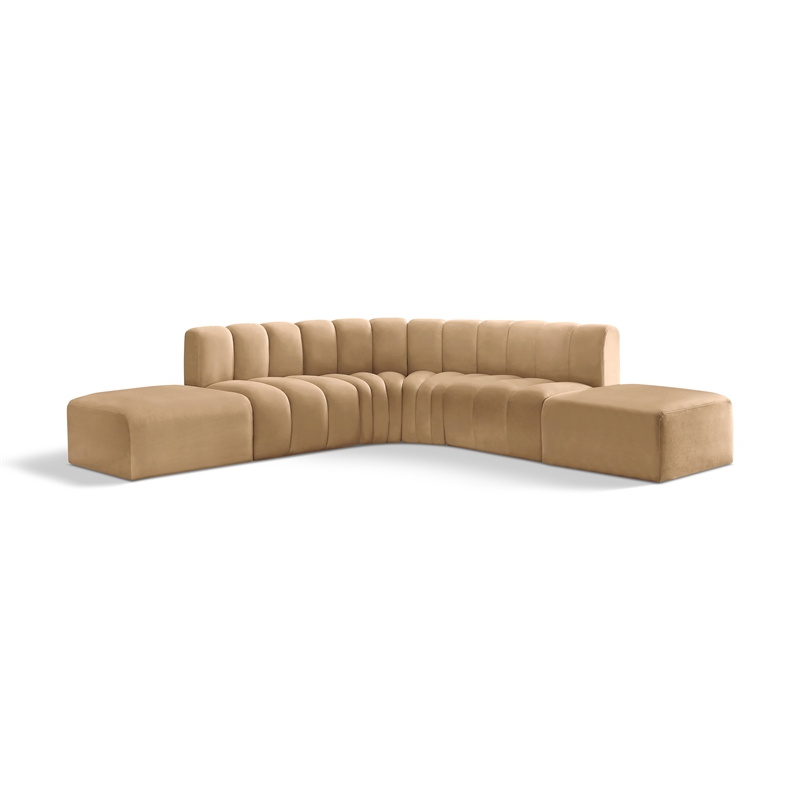 Meridian Furniture Arc Camel Velvet Modular Sectional