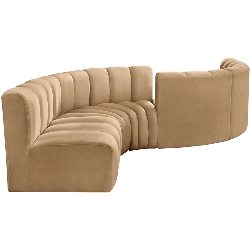 Meridian Furniture Arc Camel Velvet Modular Sectional
