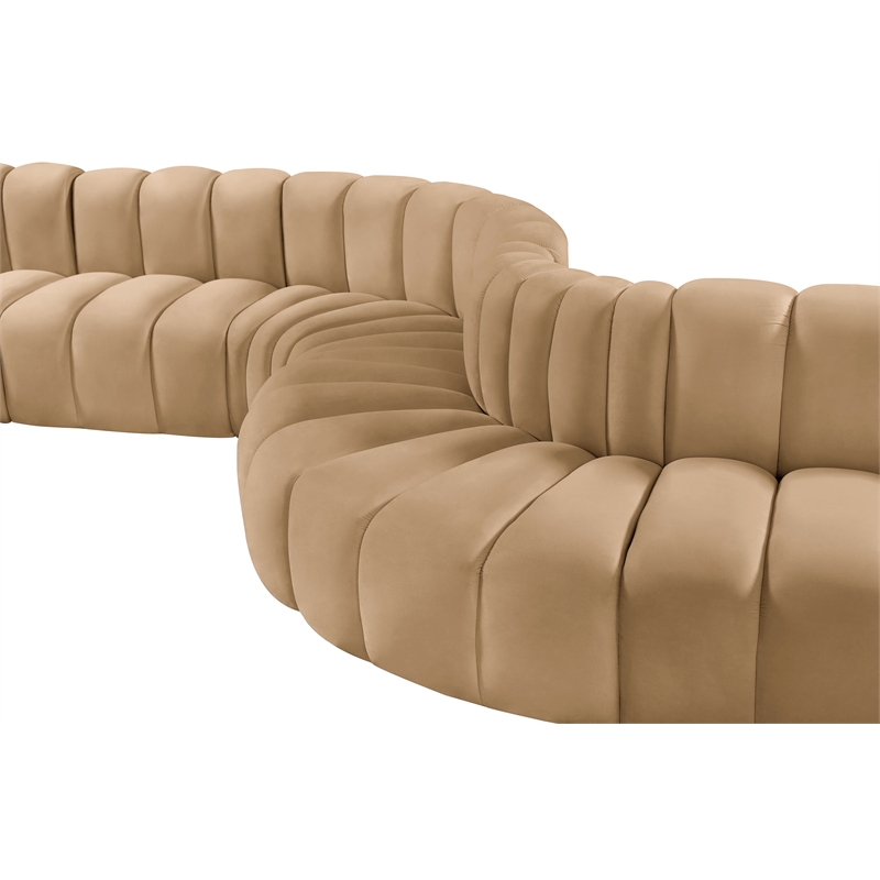 Meridian Furniture Arc Camel Velvet Modular Sectional