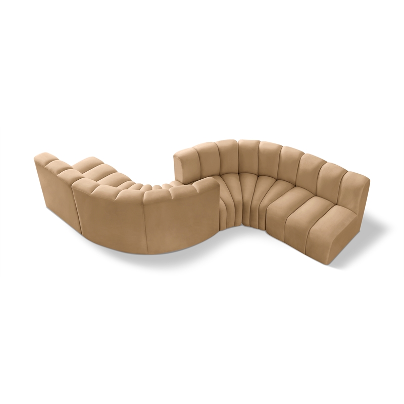 Meridian Furniture Arc Camel Velvet Modular Sectional