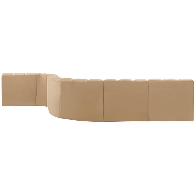 Meridian Furniture Arc Camel Velvet Modular Sectional