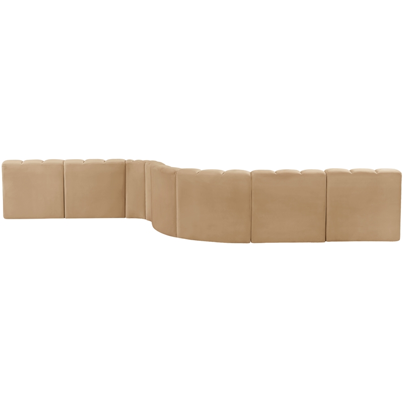 Meridian Furniture Arc Camel Velvet Modular Sectional
