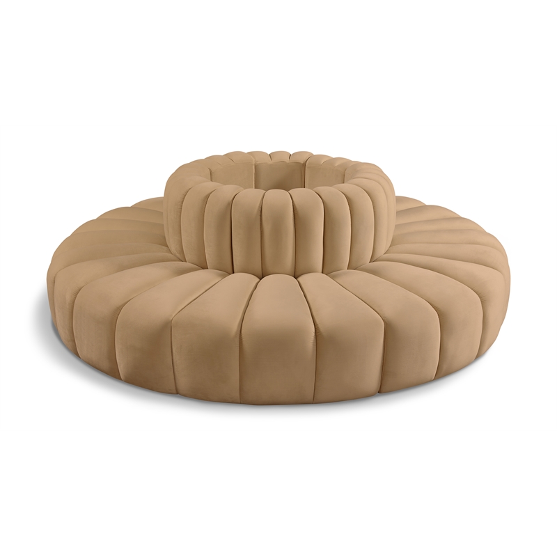 Meridian Furniture Arc Camel Velvet Modular Sectional