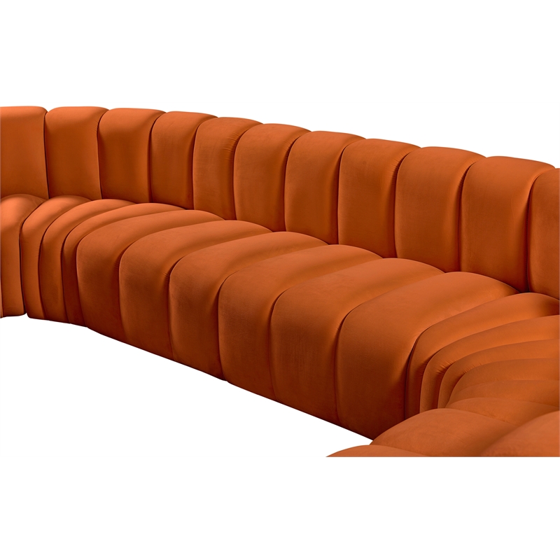 Meridian Furniture Arc Cognac Velvet Modular Sectional