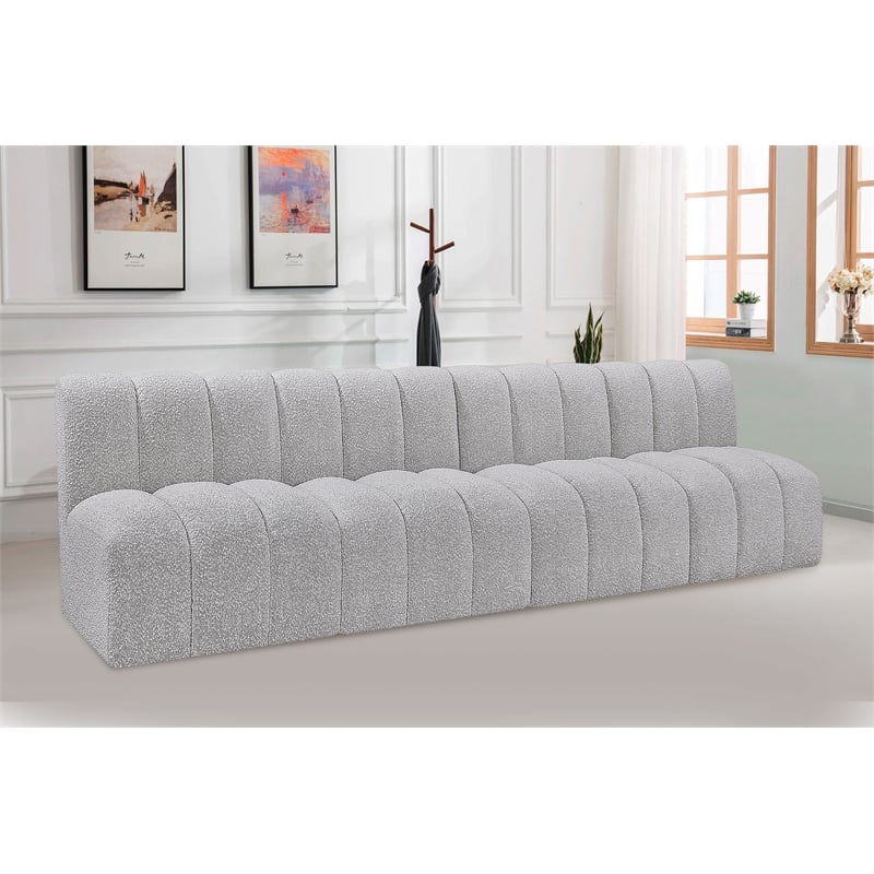 Meridian Furniture Arc Grey Boucle Fabric Modular Sectional