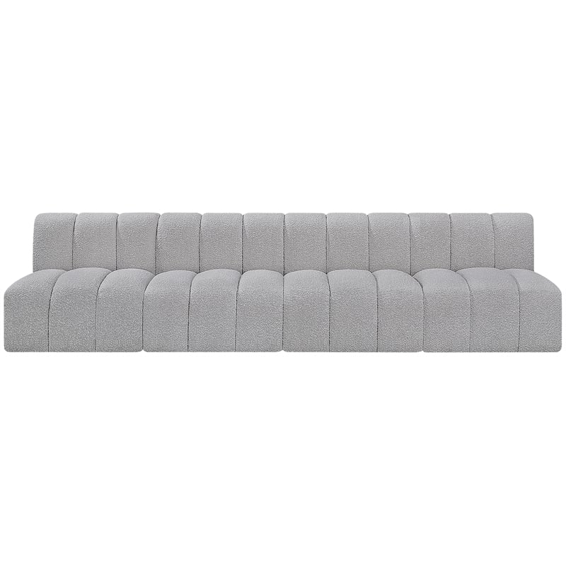 Meridian Furniture Arc Grey Boucle Fabric Modular Sectional