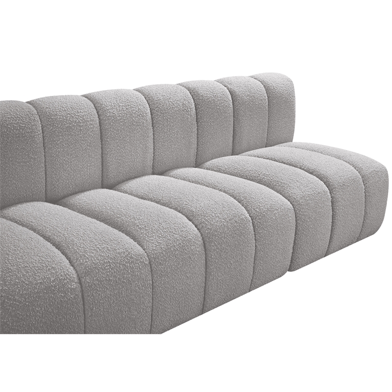 Meridian Furniture Arc Grey Boucle Fabric Modular Sectional