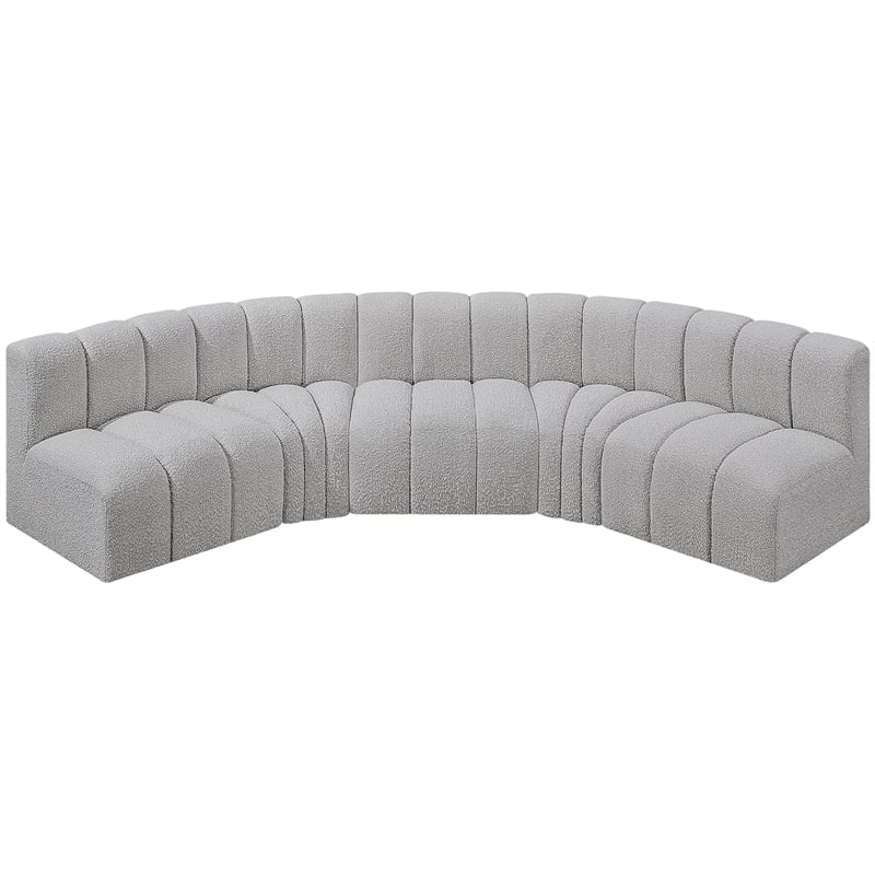 Meridian Furniture Arc Grey Boucle Fabric Modular Sectional