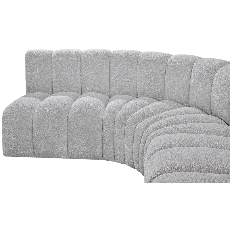 Meridian Furniture Arc Grey Boucle Fabric Modular Sectional
