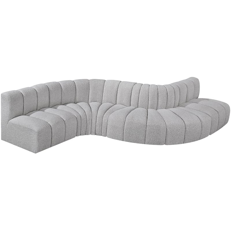 Meridian Furniture Arc Grey Boucle Fabric Modular Sectional