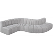 Meridian Furniture Arc Grey Boucle Fabric Modular Sectional