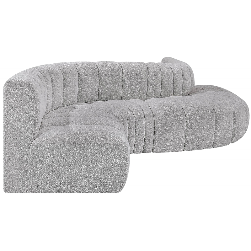 Meridian Furniture Arc Grey Boucle Fabric Modular Sectional