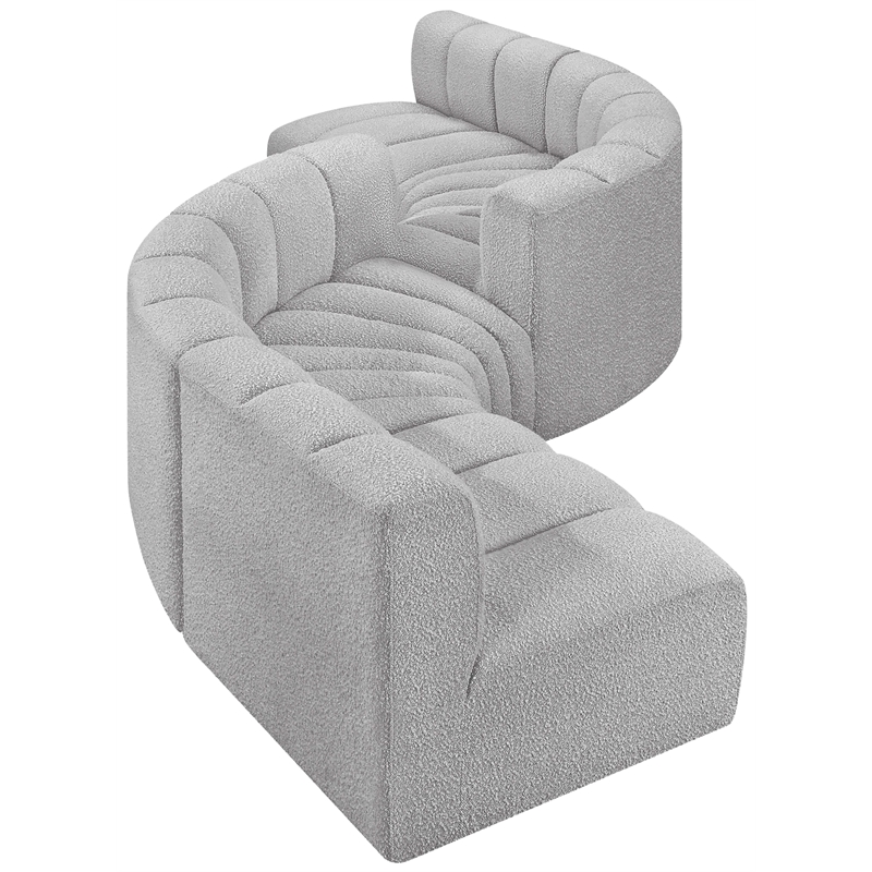 Meridian Furniture Arc Grey Boucle Fabric Modular Sectional