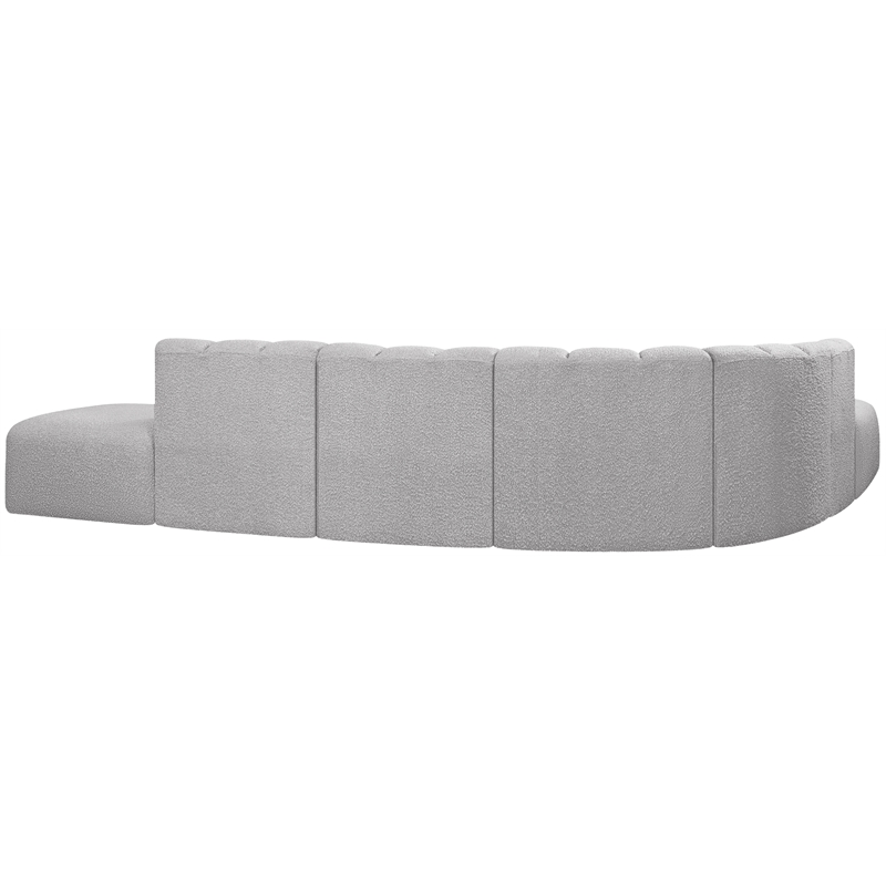 Meridian Furniture Arc Grey Boucle Fabric Modular Sectional