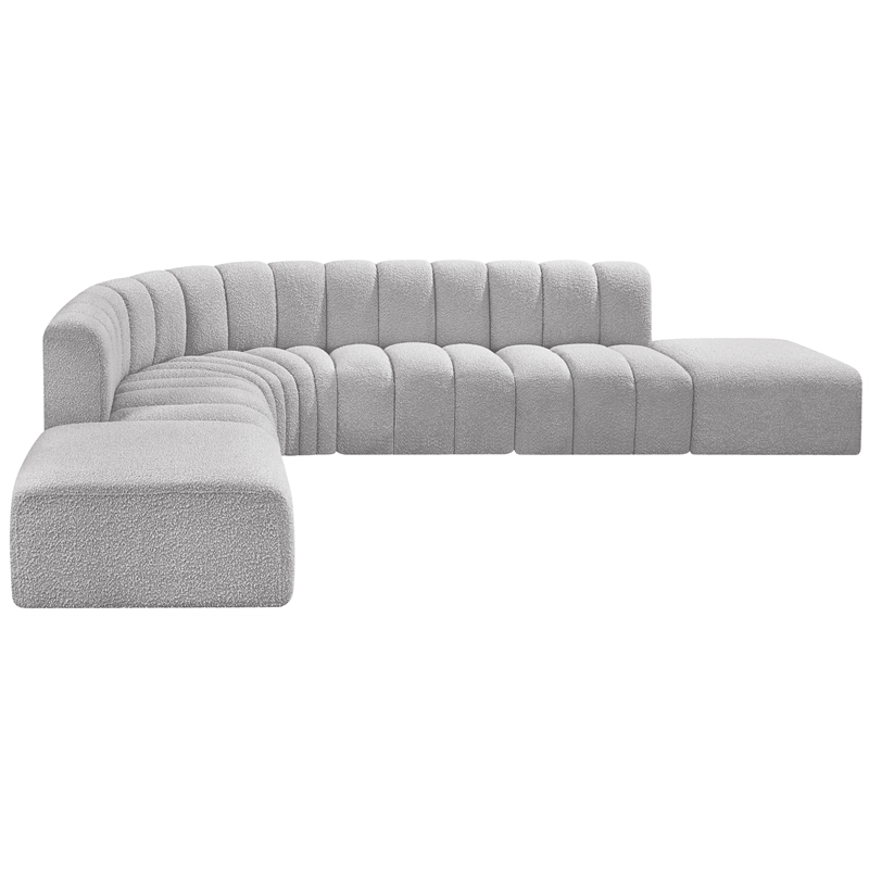 Meridian Furniture Arc Grey Boucle Fabric Modular Sectional