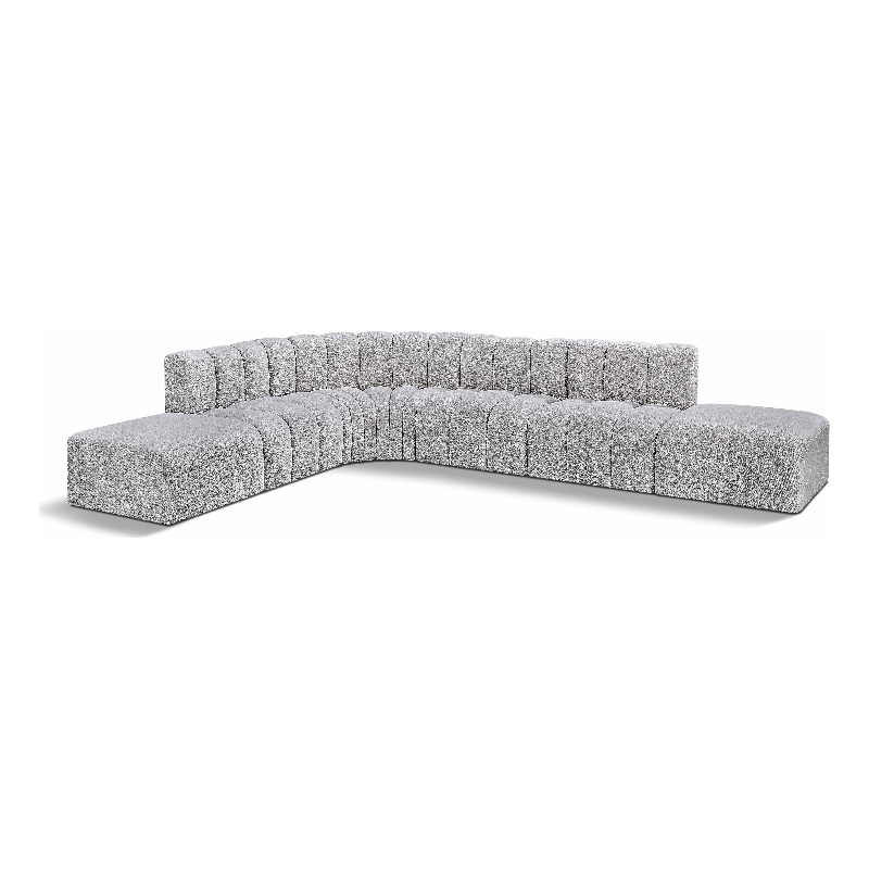 Meridian Furniture Arc Grey Boucle Fabric Modular Sectional