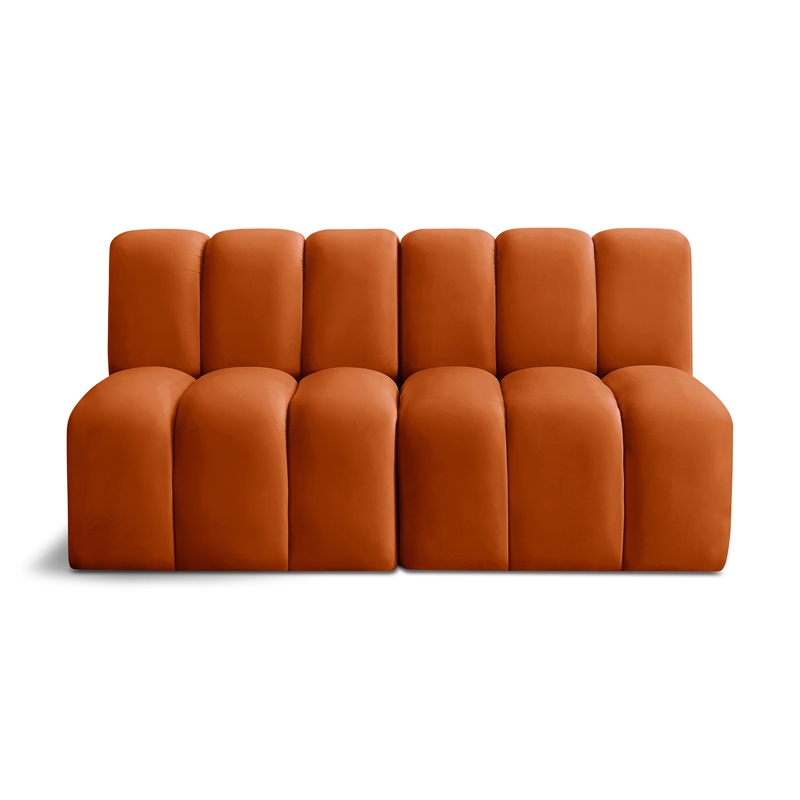 Meridian Furniture Arc Cognac Velvet Modular Sectional