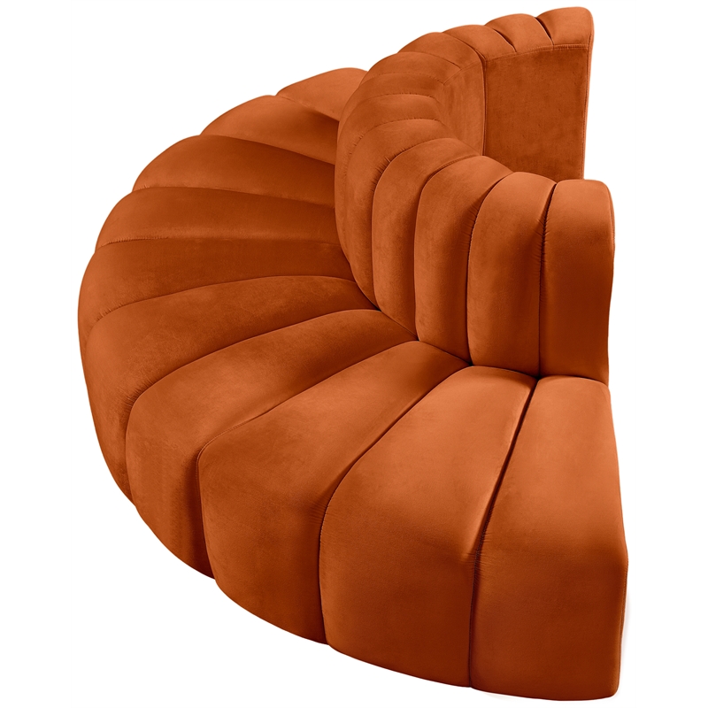 Meridian Furniture Arc Cognac Velvet Modular Sectional