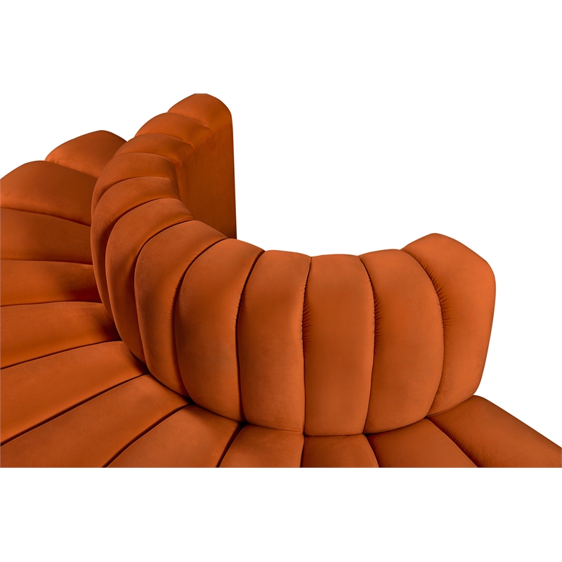 Meridian Furniture Arc Cognac Velvet Modular Sectional