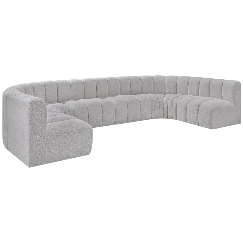 Meridian Furniture Arc Grey Boucle Fabric Modular Sectional