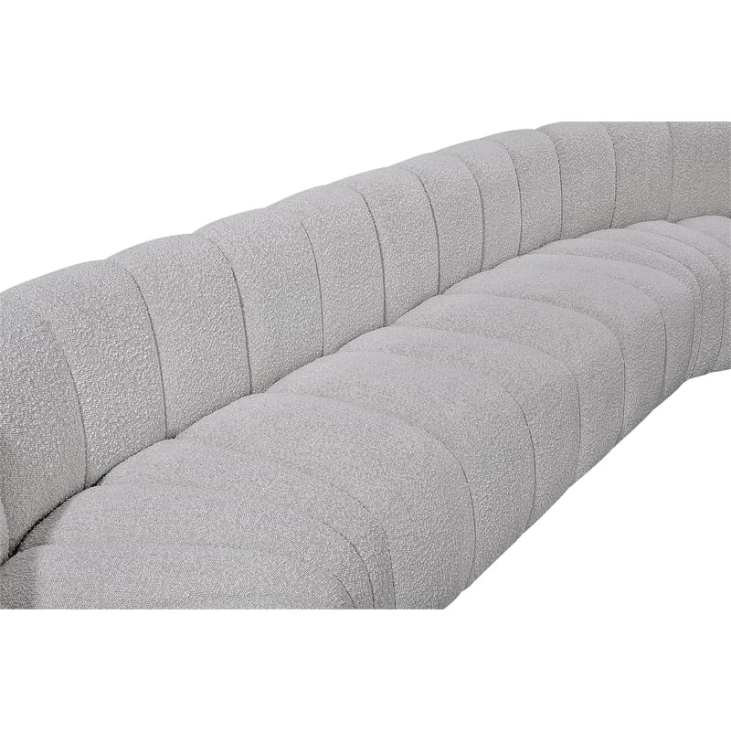 Meridian Furniture Arc Grey Boucle Fabric Modular Sectional