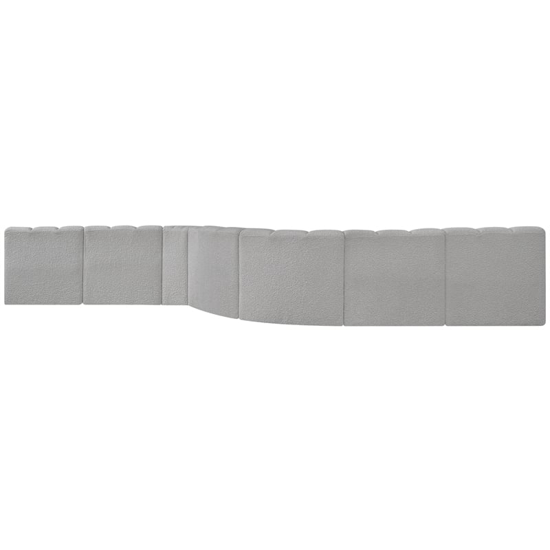 Meridian Furniture Arc Grey Boucle Fabric Modular Sectional